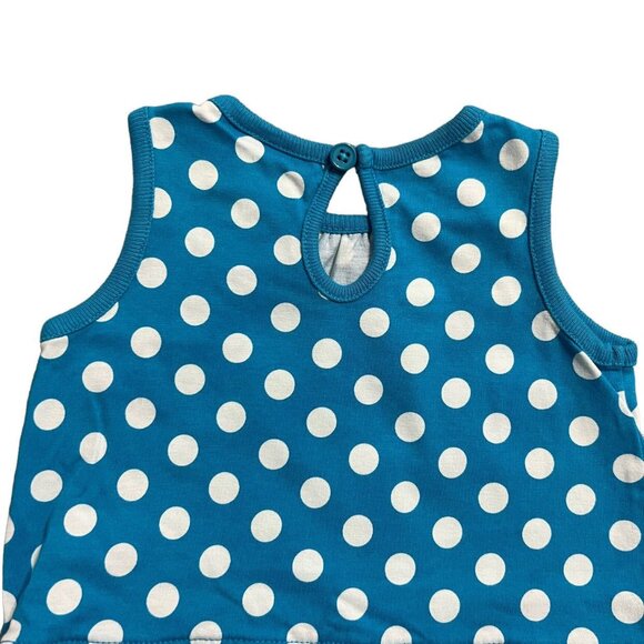 Hanna Andersson Sz 60 (3-6m) Blue Polkadot Ruffle Dress - Picture 4 of 5